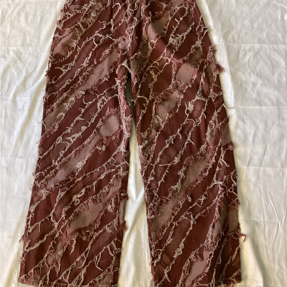 Wide Leg light Burgundy Denim Pants ( Size: XL)